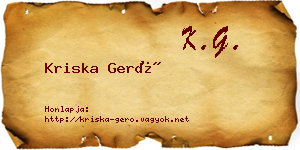 Kriska Gerő névjegykártya